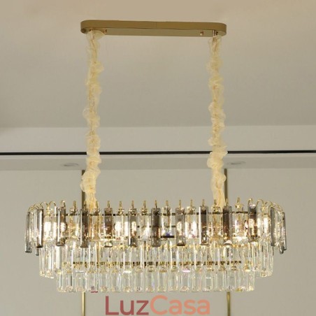Luminária pendente retangular de cristal para teto Luminária pendente retangular de cristal para teto