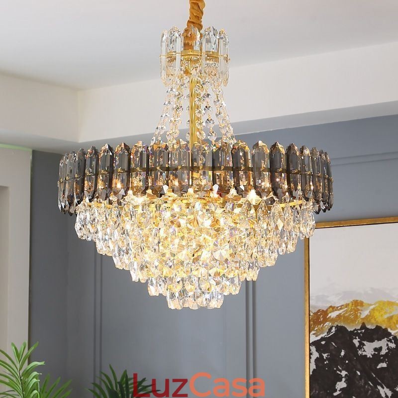 Luminária pendente de cristal cônica luminária suspensa