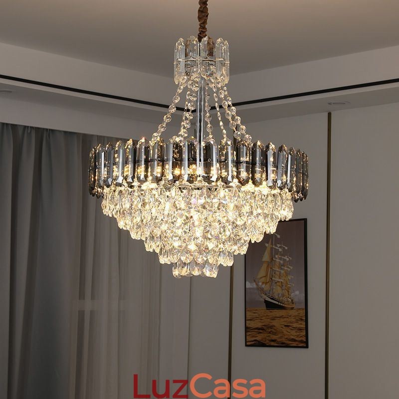 Luminária pendente de cristal cônica luminária suspensa