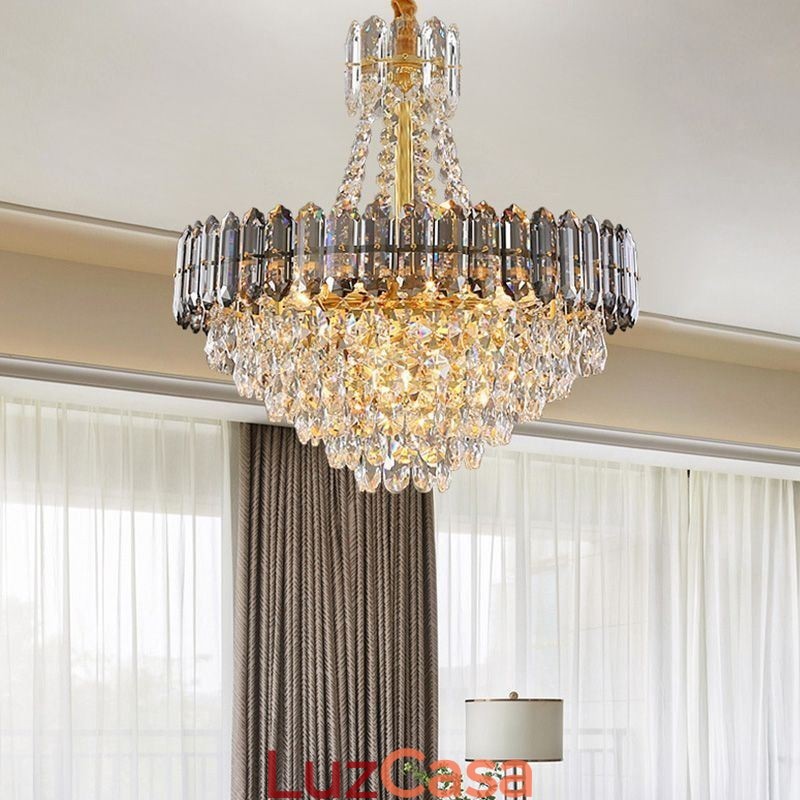 Luminária pendente de cristal cônica luminária suspensa