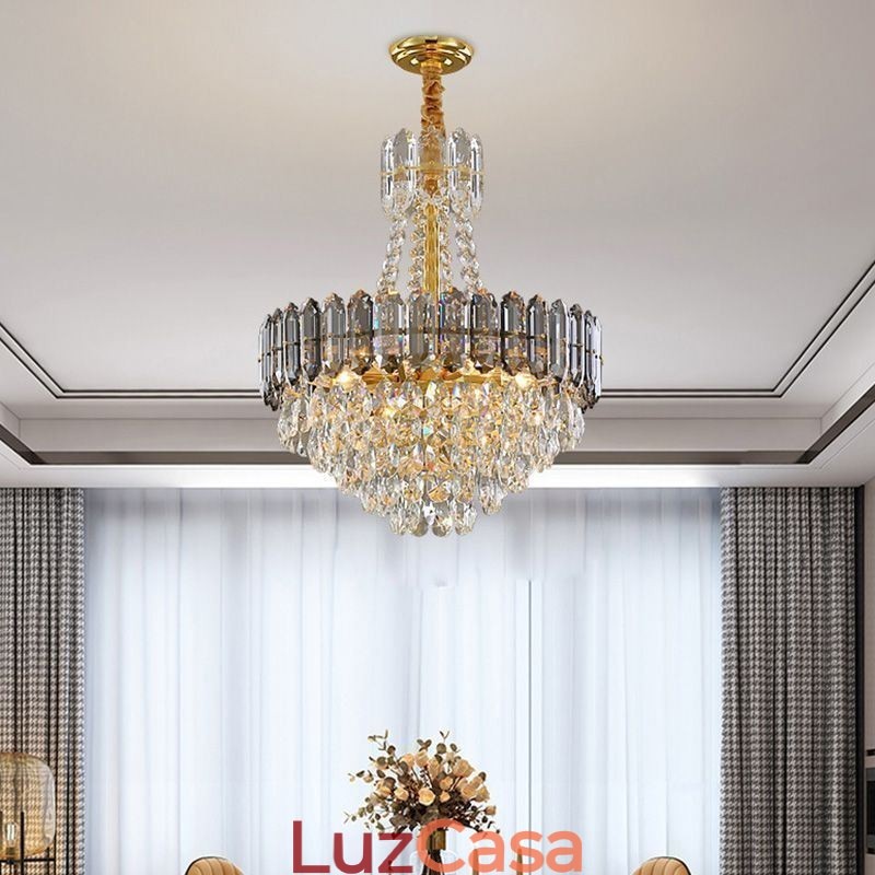 Luminária pendente de cristal cônica luminária suspensa