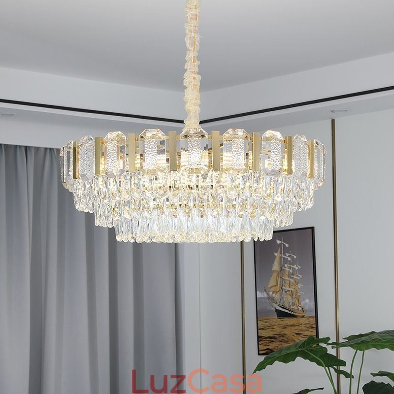 Luminária pendente de cristal redonda para teto