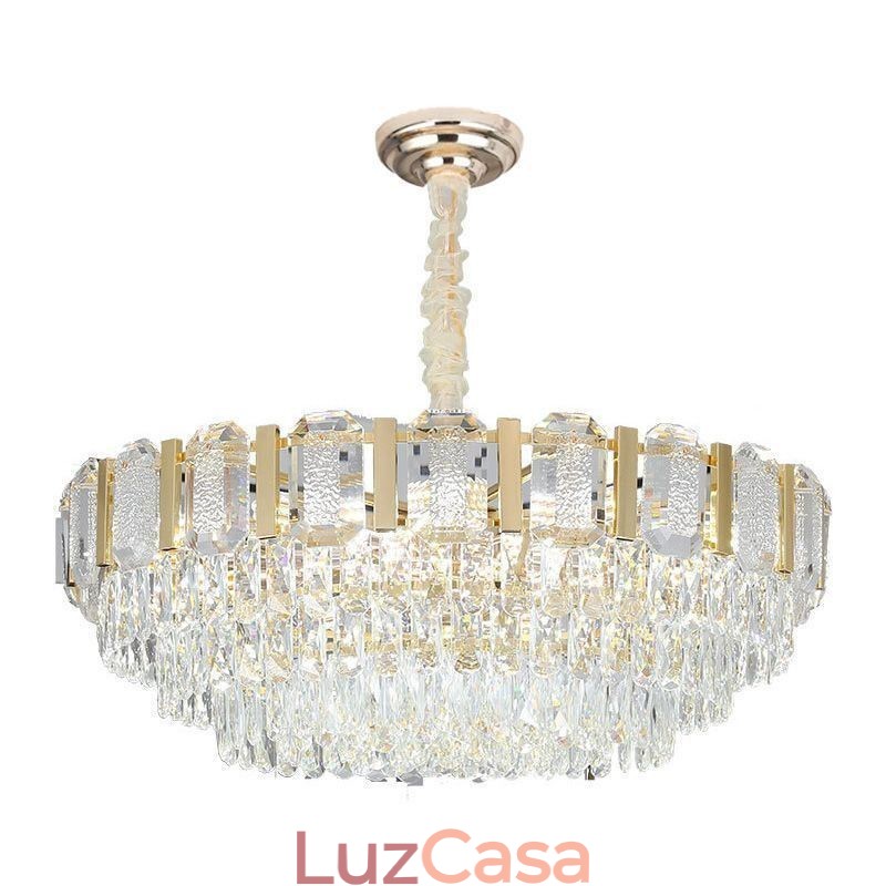 Luminária pendente de cristal redonda para teto
