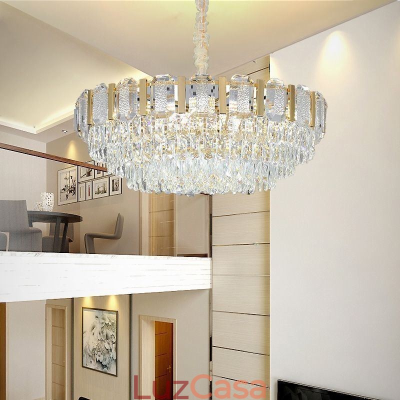 Luminária pendente de cristal redonda para teto