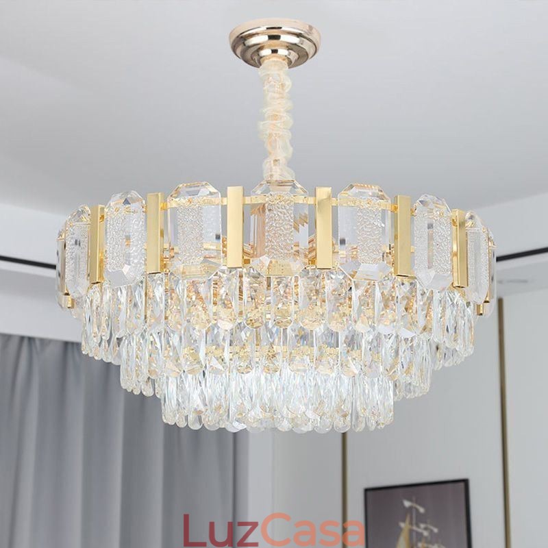 Luminária pendente de cristal redonda para teto
