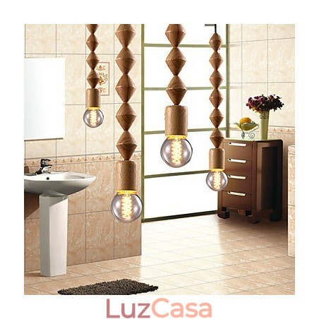 Lustre de bambu de madeira estilo mini clássico tradicional Lustre de bambu de madeira estilo mini clássico tradicional
