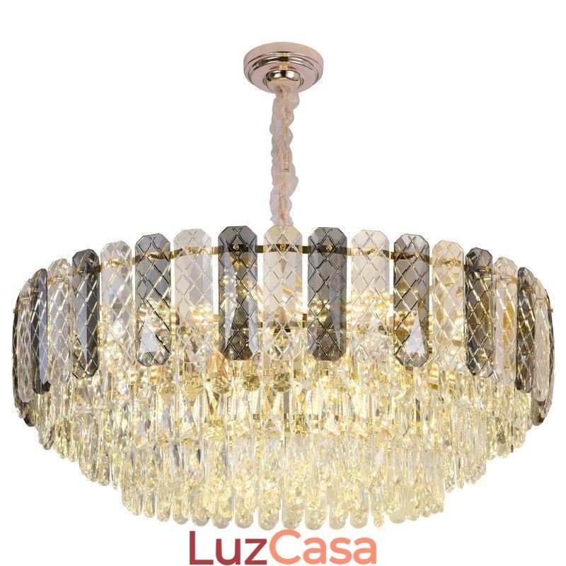 Luminária pendente europeia de cristal redonda para teto