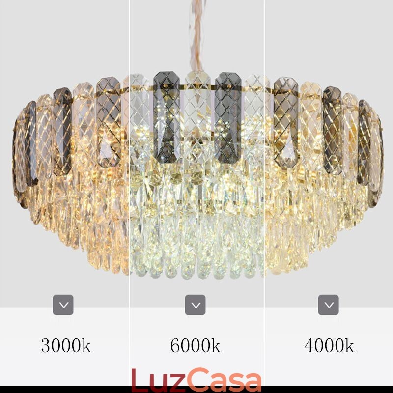 Luminária pendente europeia de cristal redonda para teto