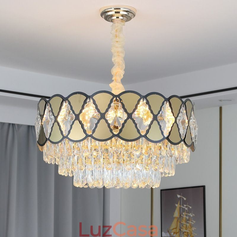Luminária pendente de cristal moderna com luminárias de teto rendadas