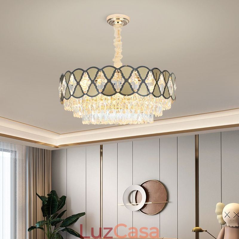 Luminária pendente de cristal moderna com luminárias de teto rendadas