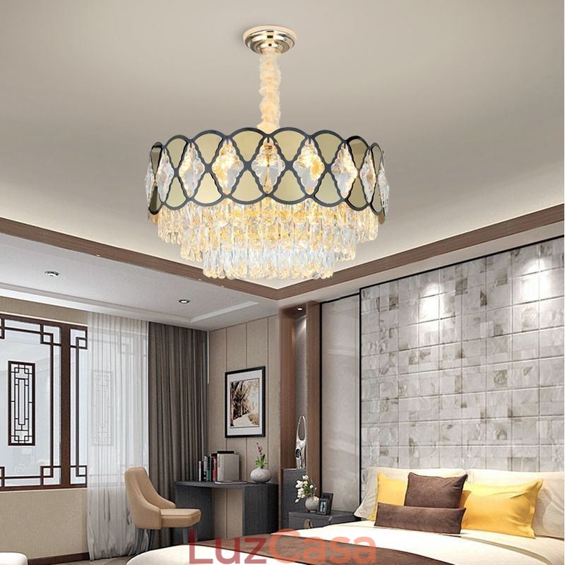 Luminária pendente de cristal moderna com luminárias de teto rendadas