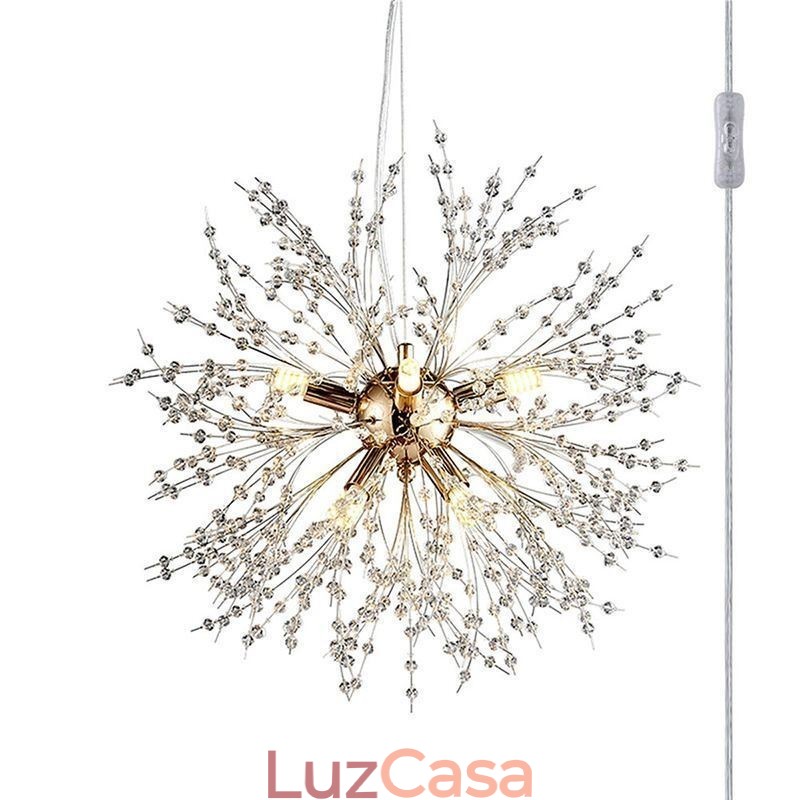 Lustre de fogos de artifício 8 luzes pendente dente de leão