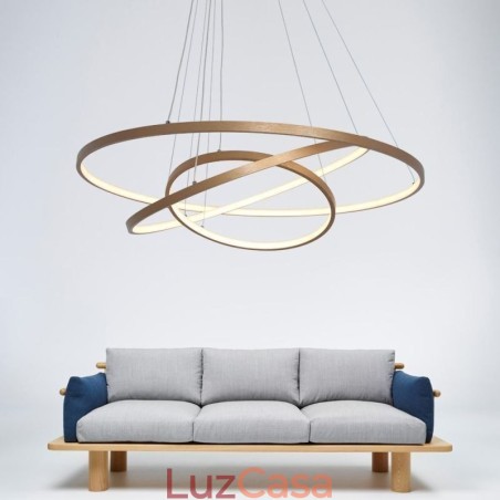 Luminária pendente moderna, lustre, iluminação de teto com 3 anéis