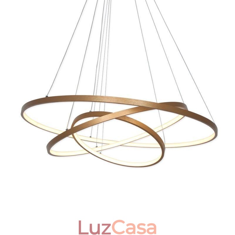 Luminária pendente moderna, lustre, iluminação de teto com 3 anéis