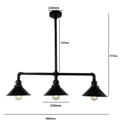 3 Luz Retro Industrial Vintage Water Pipe Pendant Light Chandelier Country Estilo Rústico