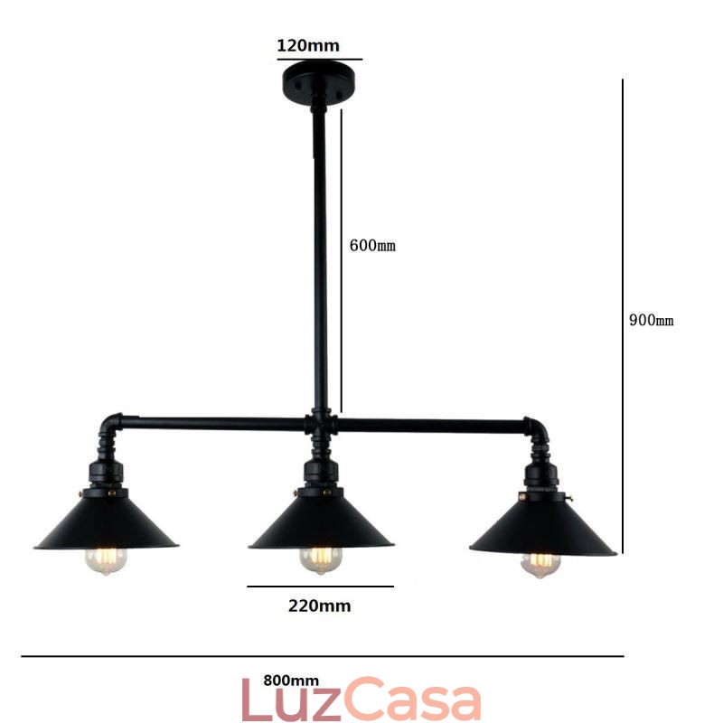 3 Luz Retro Industrial Vintage Water Pipe Pendant Light Chandelier Country Estilo Rústico
