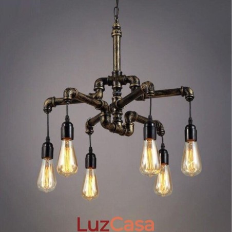 6 Luz Retro Industrial Vintage Water Pipe Pendant Light Chandelier Country Estilo Rústico 6 Luz Retro Industrial Vintage Water Pipe Pendant Light Chandelier Country Estilo Rústico