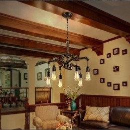 6 Luz Retro Industrial Vintage Water Pipe Pendant Light Chandelier Country Estilo Rústico