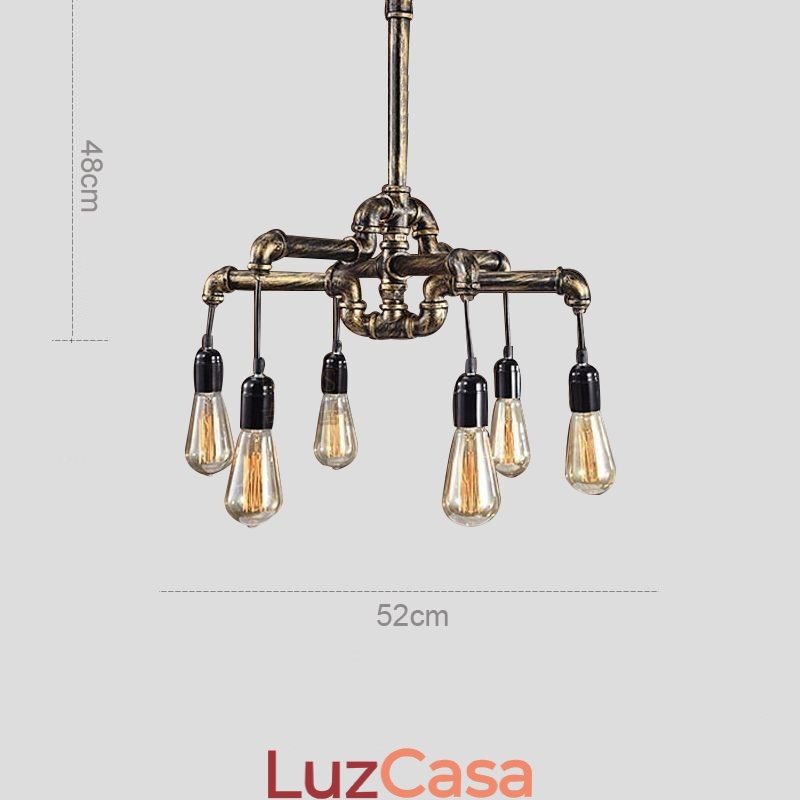 6 Luz Retro Industrial Vintage Water Pipe Pendant Light Chandelier Country Estilo Rústico