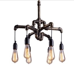 6 Luz Retro Industrial Vintage Water Pipe Pendant Light Chandelier Country Estilo Rústico