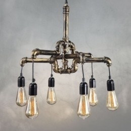 6 Luz Retro Industrial Vintage Water Pipe Pendant Light Chandelier Country Estilo Rústico