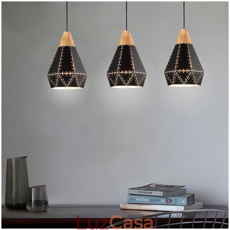 Abajur oco de luz suspensa vintage retrô industrial