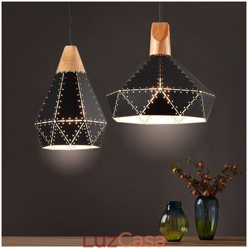 Abajur oco de luz suspensa vintage retrô industrial