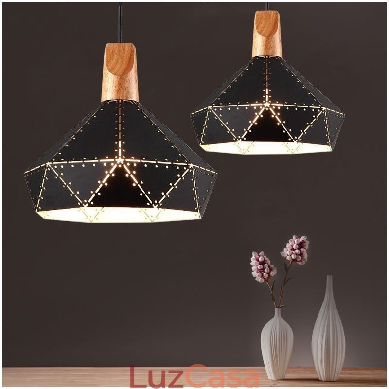 Abajur oco de luz suspensa vintage retrô industrial