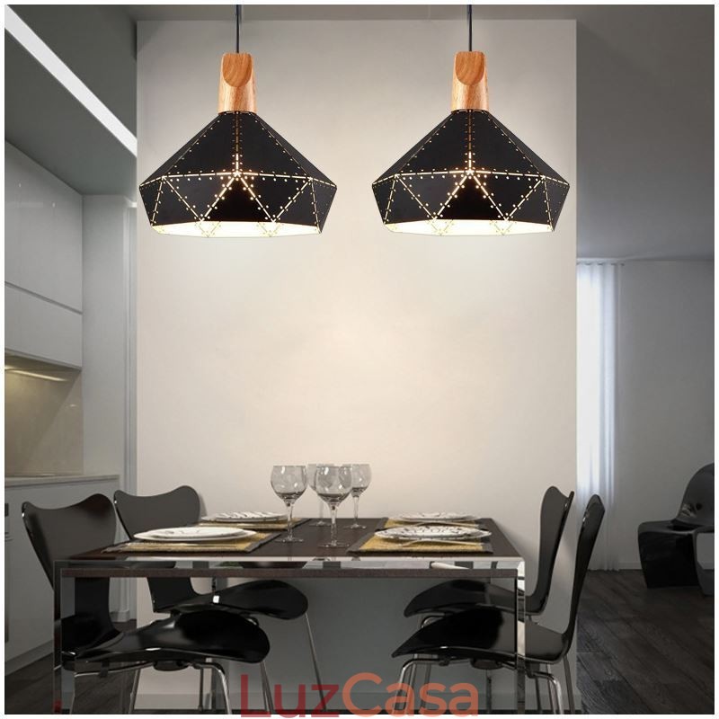 Abajur oco de luz suspensa vintage retrô industrial