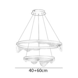 Luminária pendente Golden Wave Ripple, luminária de teto com 2 luzes