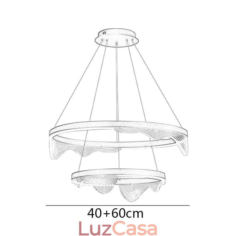 Luminária pendente Golden Wave Ripple, luminária de teto com 2 luzes