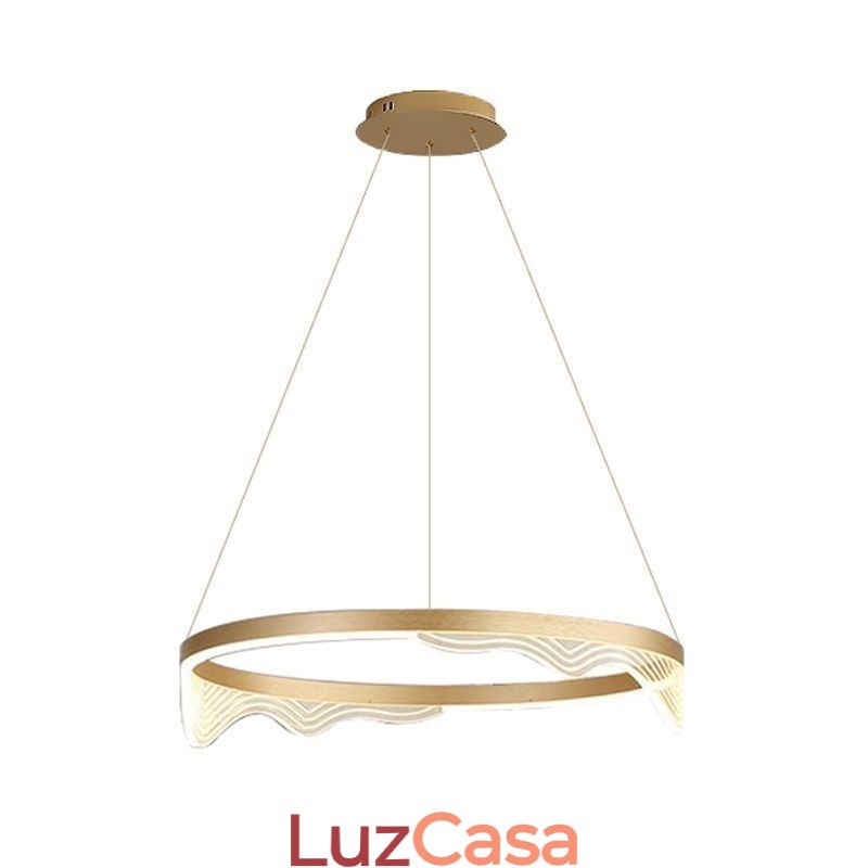 Luminária pendente nórdica de alumínio, luz suspensa com ondas douradas e ondulações