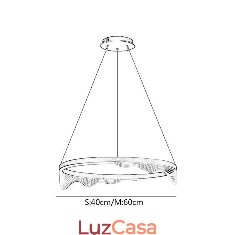 Luminária pendente nórdica de alumínio, luz suspensa com ondas douradas e ondulações