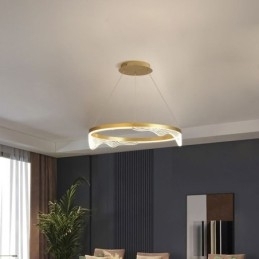 Luminária pendente nórdica de alumínio, luz suspensa com ondas douradas e ondulações