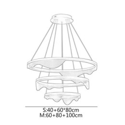 Luminária pendente Golden Wave Ripple Luz suspensa 3 luzes