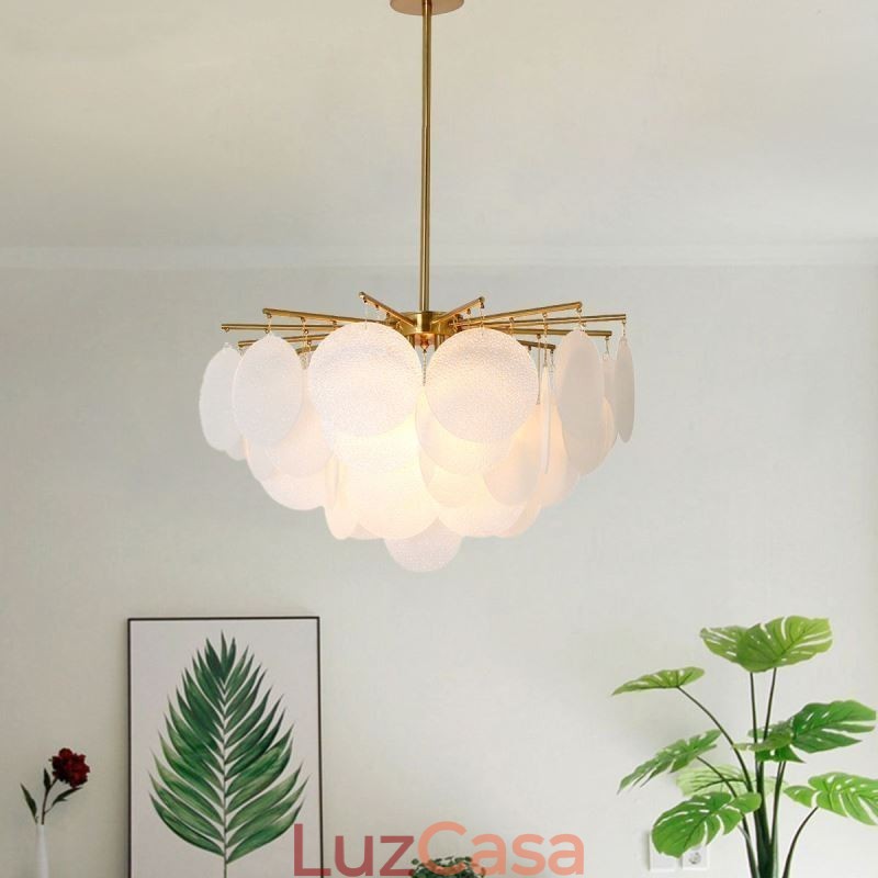 Luminária pendente moderna com 6 luzes e formato de vidro