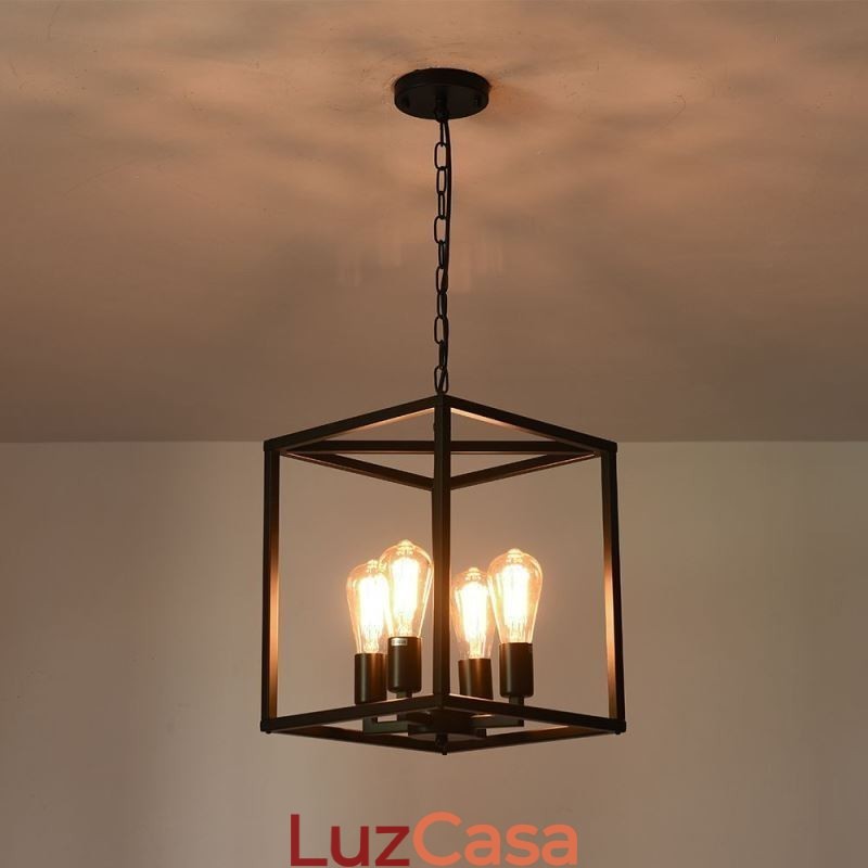 Luminária pendente moderna e simples em gaiola de ferro