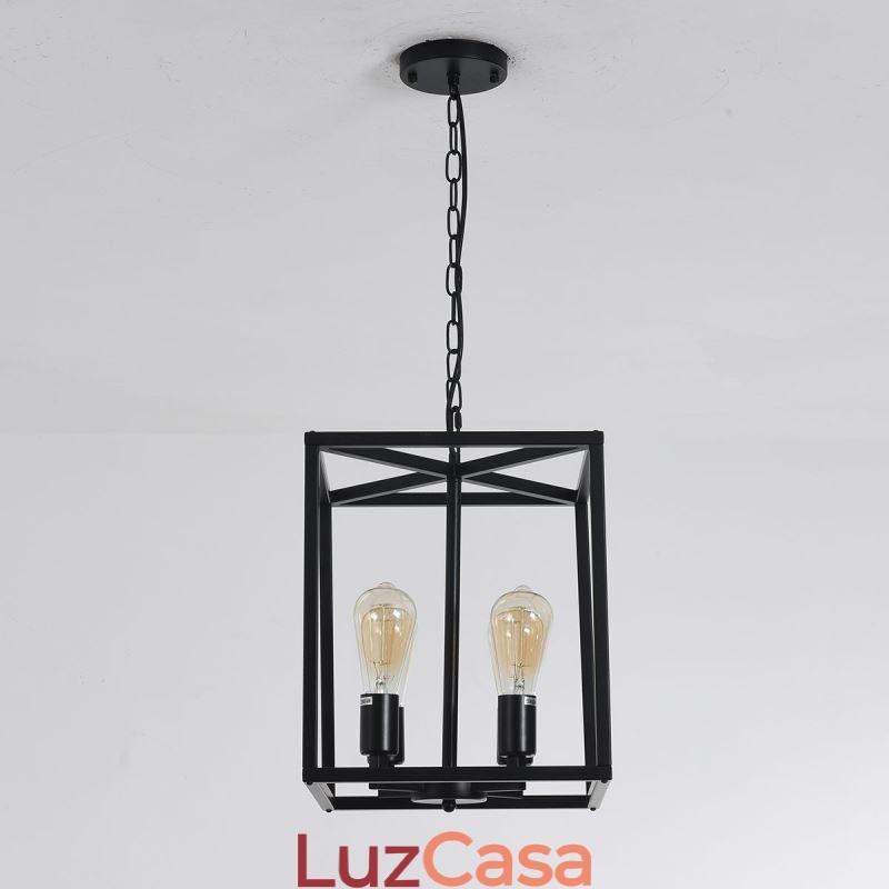Luminária pendente moderna e simples em gaiola de ferro