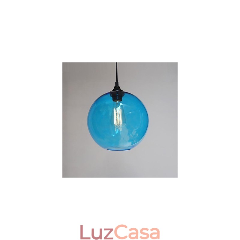 Pingente de vidro moderno em design de bolha azul redonda