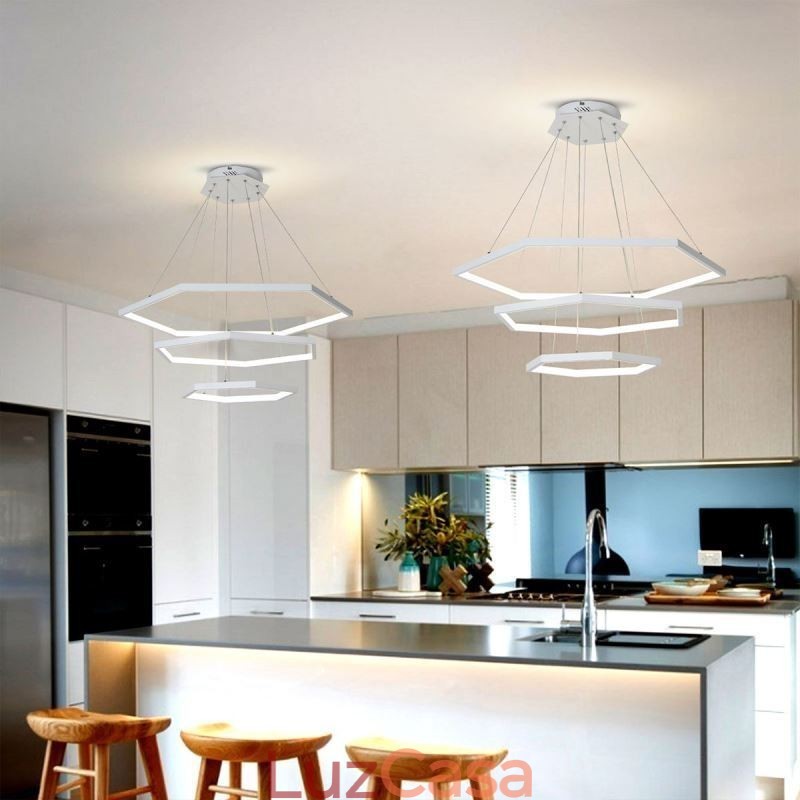 Luminária pendente hexagonal moderna