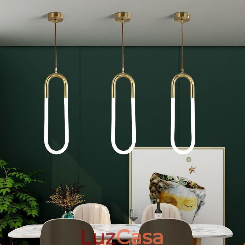 Luminária pendente simples e moderna de latão