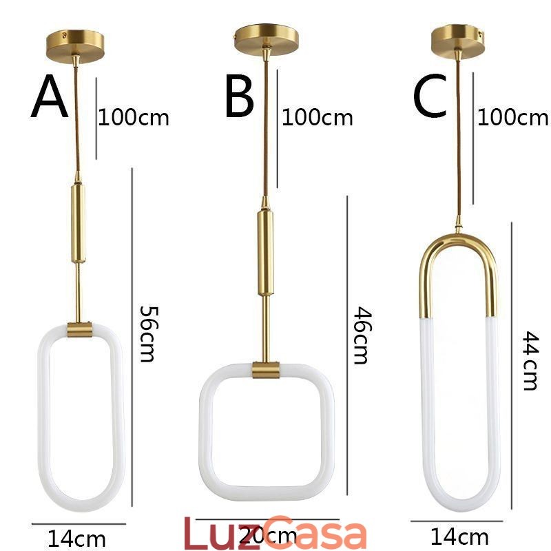 Luminária pendente simples e moderna de latão
