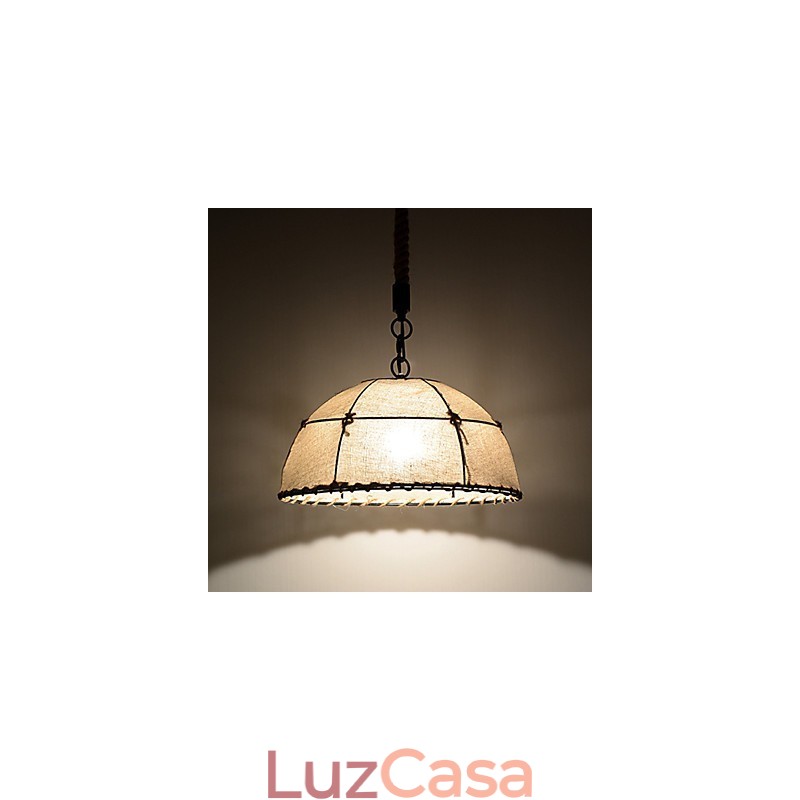 Luminárias pendentes de 1 luz em formato meio redondo, estilo vintage, estilo industrial, tecido amarelo e metais, luz suspensa