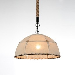 Luminárias pendentes de 1 luz em formato meio redondo, estilo vintage, estilo industrial, tecido amarelo e metais, luz suspensa