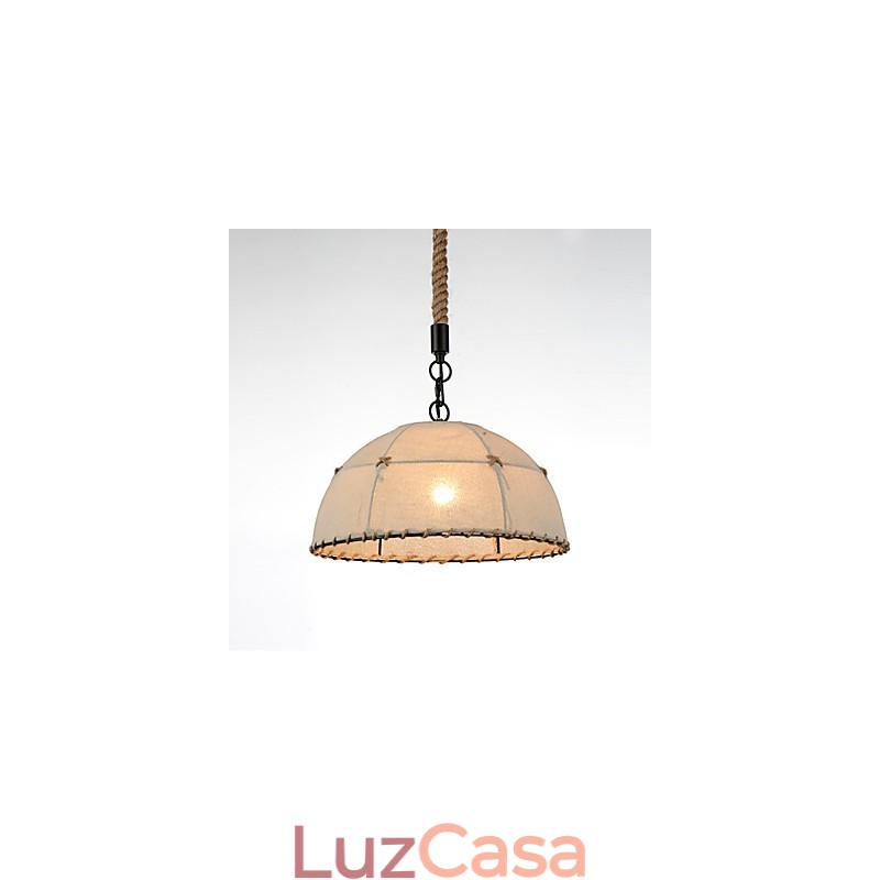 Luminárias pendentes de 1 luz em formato meio redondo, estilo vintage, estilo industrial, tecido amarelo e metais, luz suspensa
