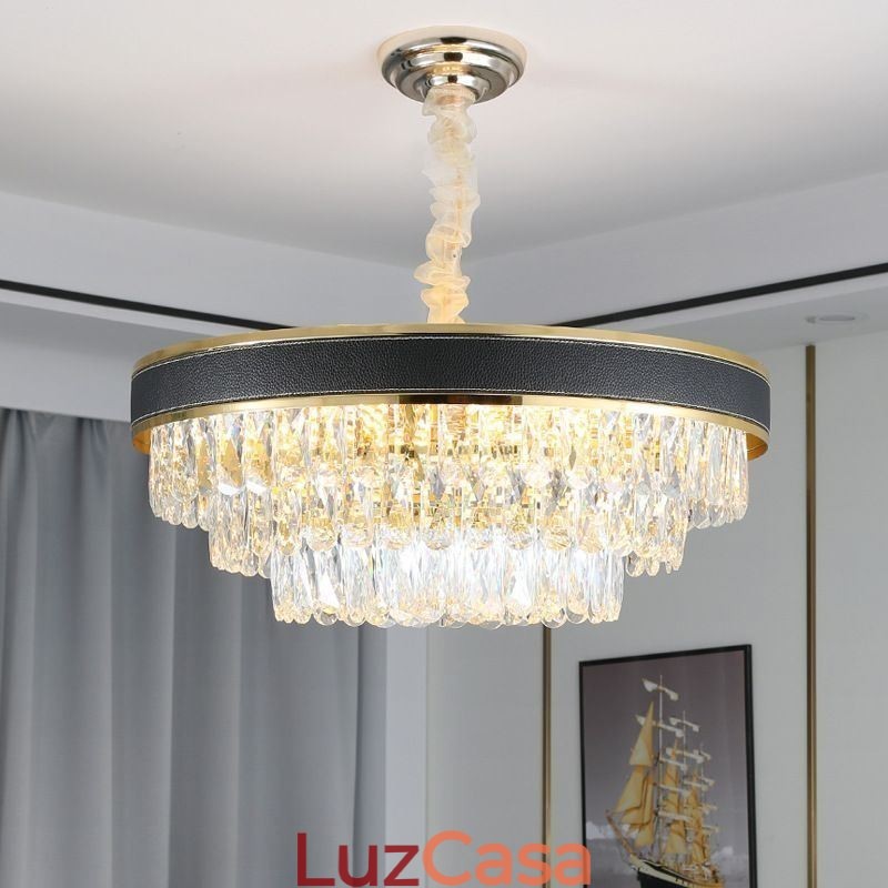 Luminária pendente moderna de cristal, luminária de teto com 9, 12 e 16 luzes