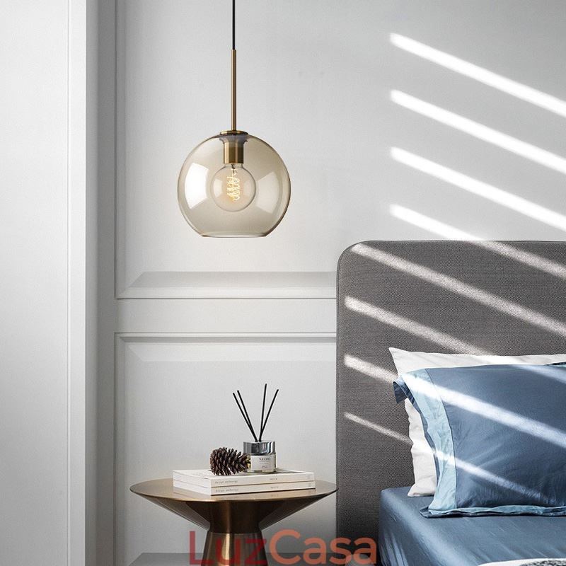 Luminária pendente de vidro minimalista cor conhaque luminária decorativa de vidro