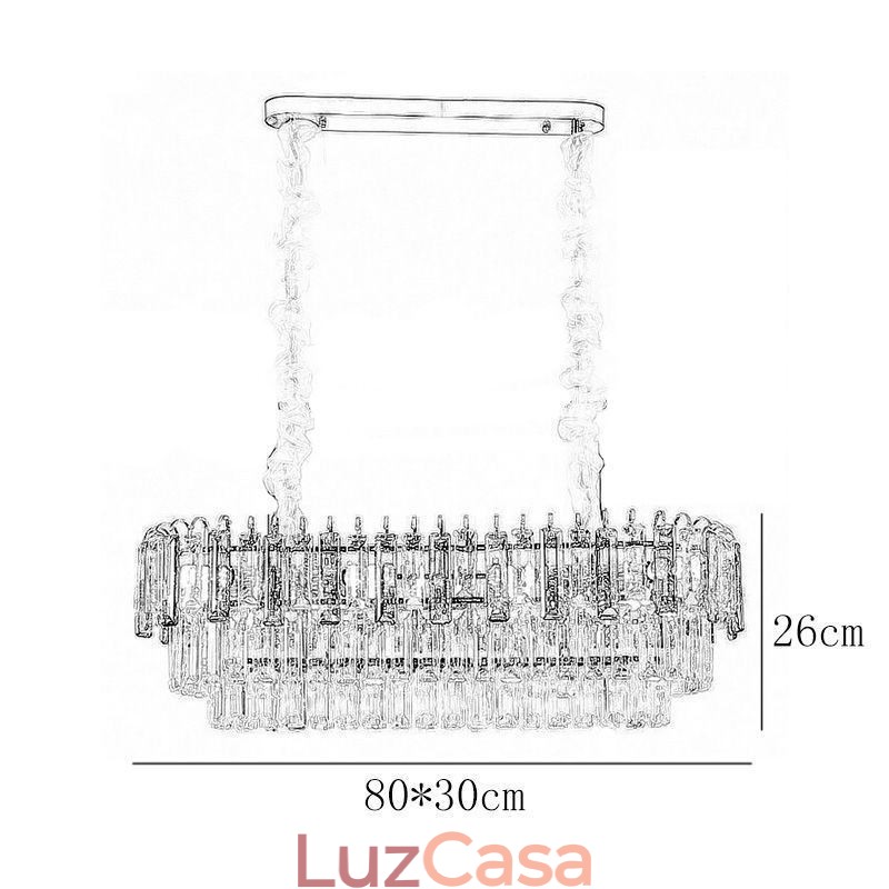 Luminária pendente retangular de cristal para teto
