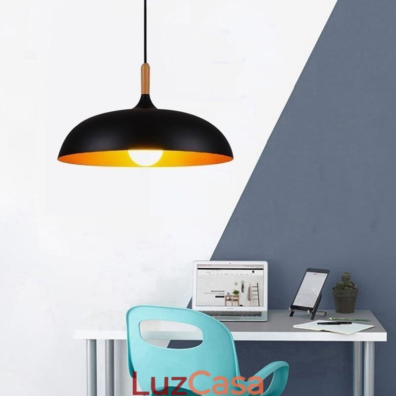Luminária pendente moderna minimalista decorativa preta e branca