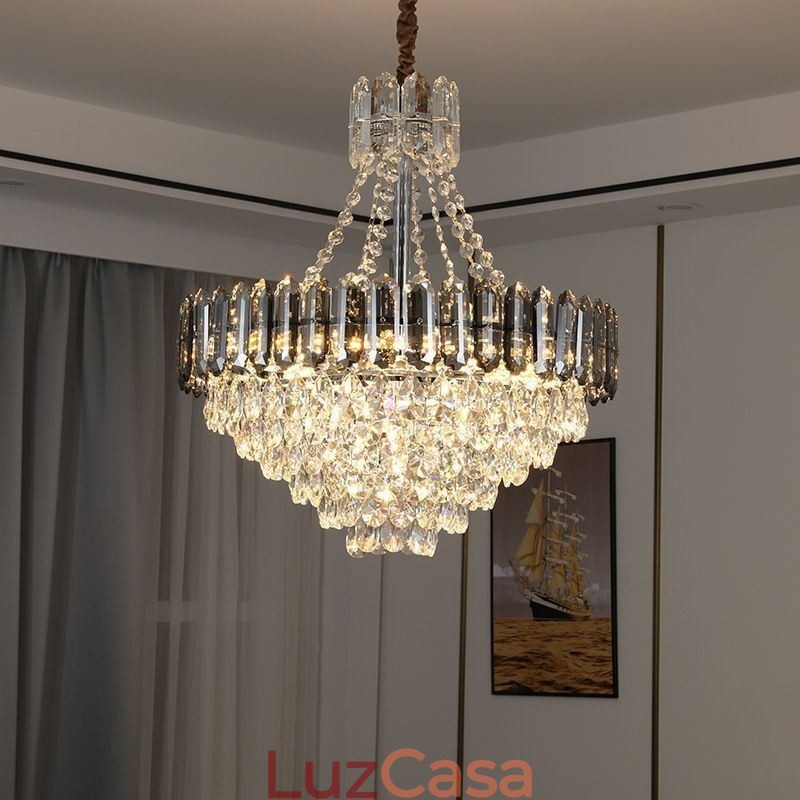 Luminária pendente de cristal cônica luminária suspensa